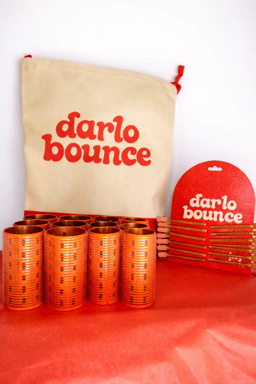 The Midsize Collection in Pantone Orange  (12 Rollers  6 (M /L) and 6 (M) includes clips and throw bag )